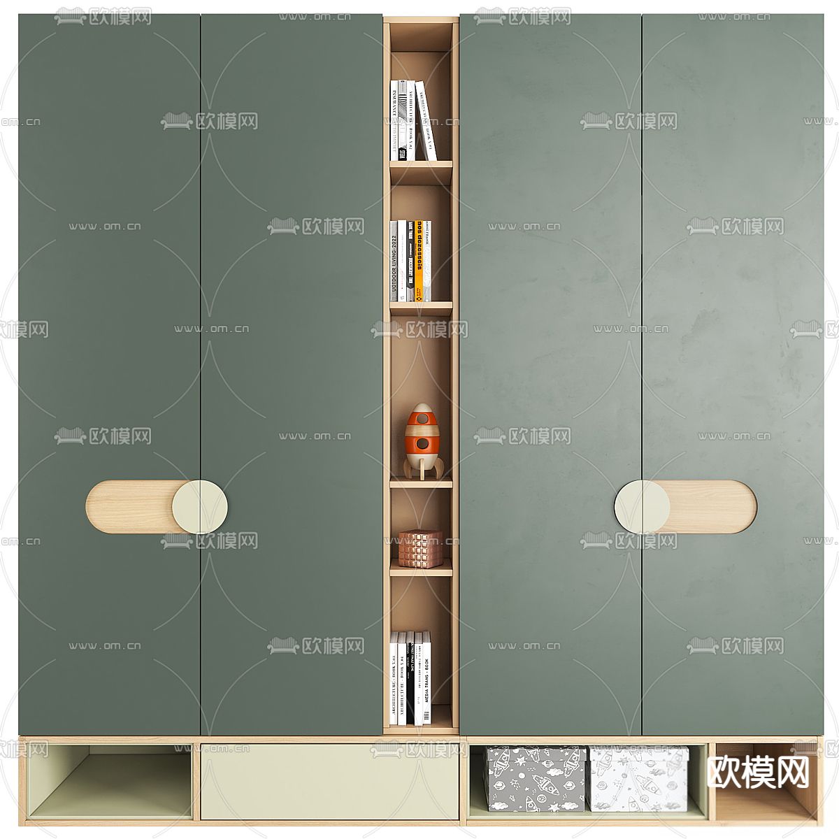 儿童书柜3d模型下载（渲染图1）