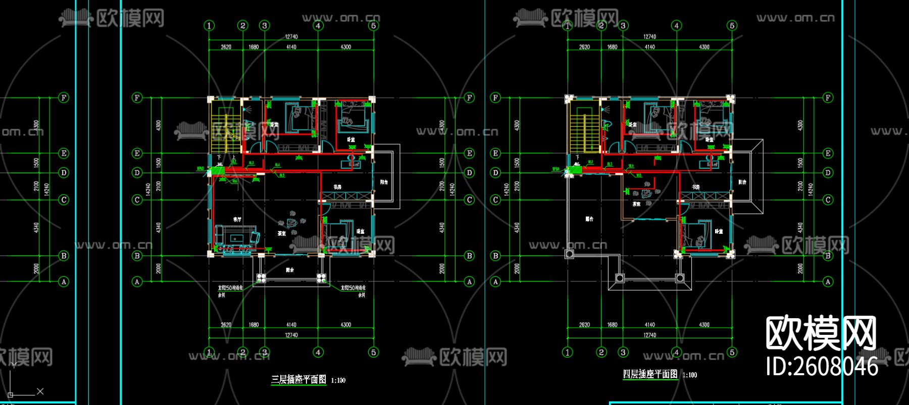 自建房电气CAD施工图下载（渲染图8）