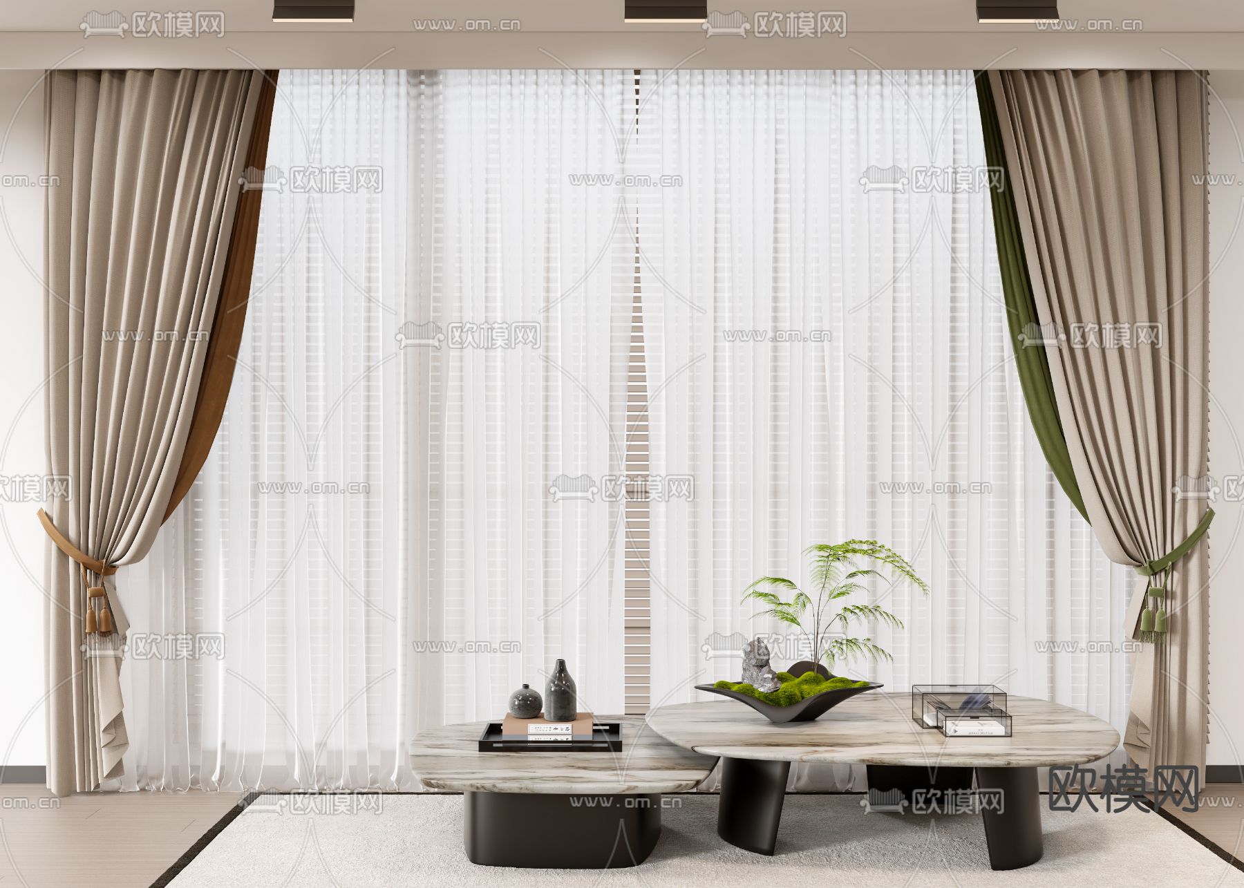 现代窗帘 拉帘3d模型下载