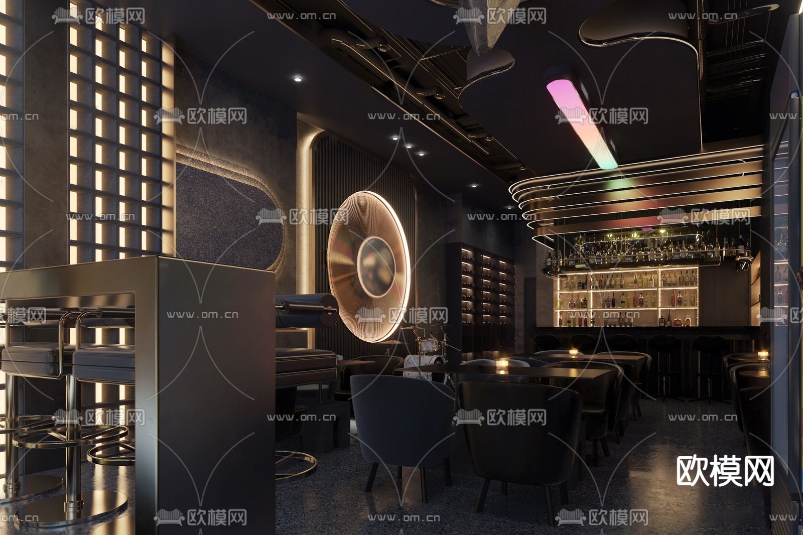 轻奢酒吧su模型下载（渲染图1）