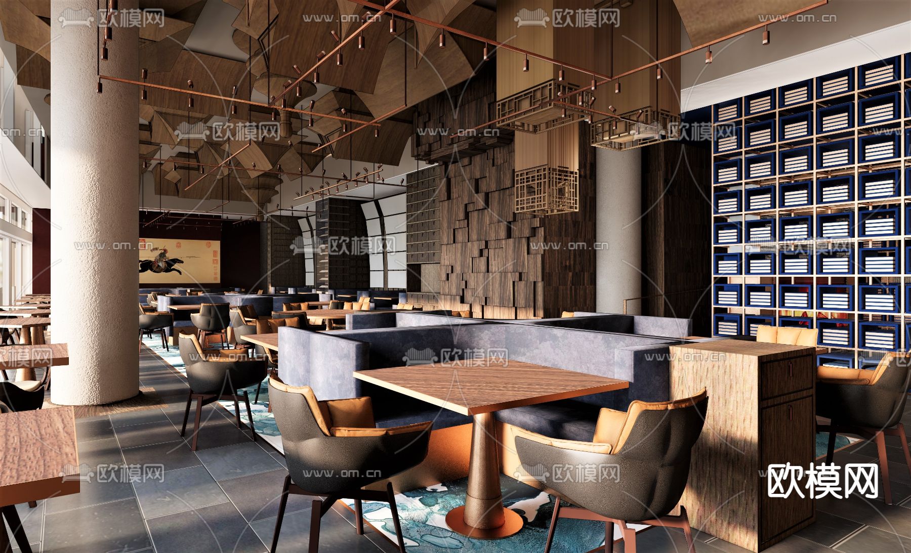 中式中餐厅su模型下载（渲染图1）