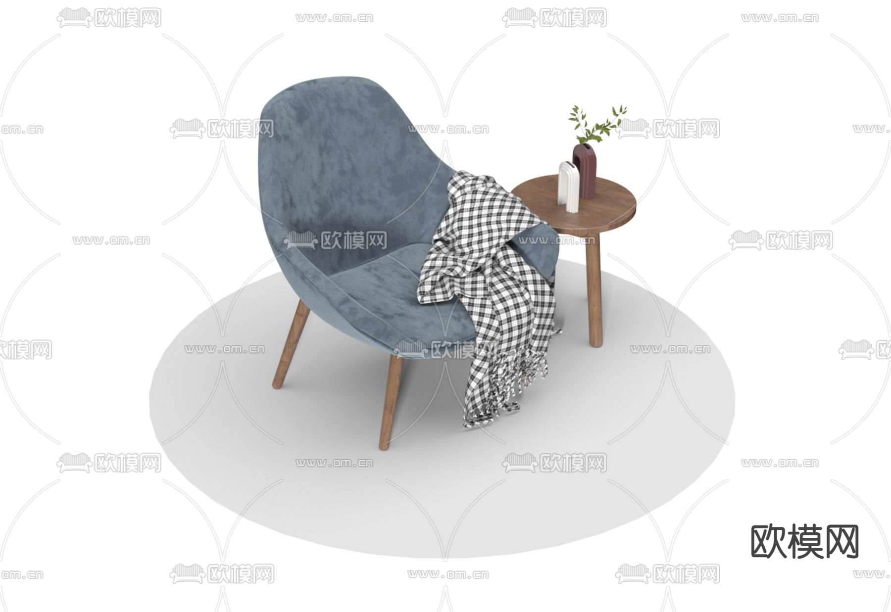 北欧休闲桌椅3d模型下载（渲染图1）