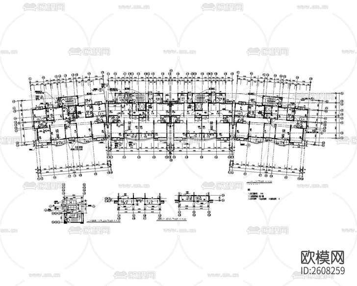 高層小區(qū)建筑CAD施工圖下載(渲染圖4)