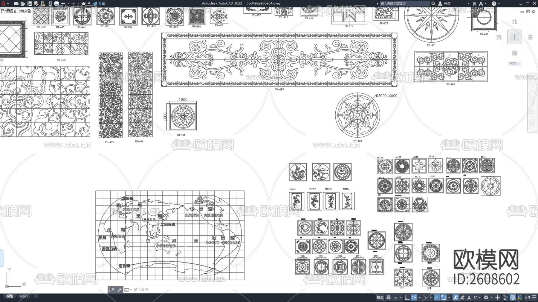 拼花图案 地面拼花 雕花CAD施工图下载（渲染图2）