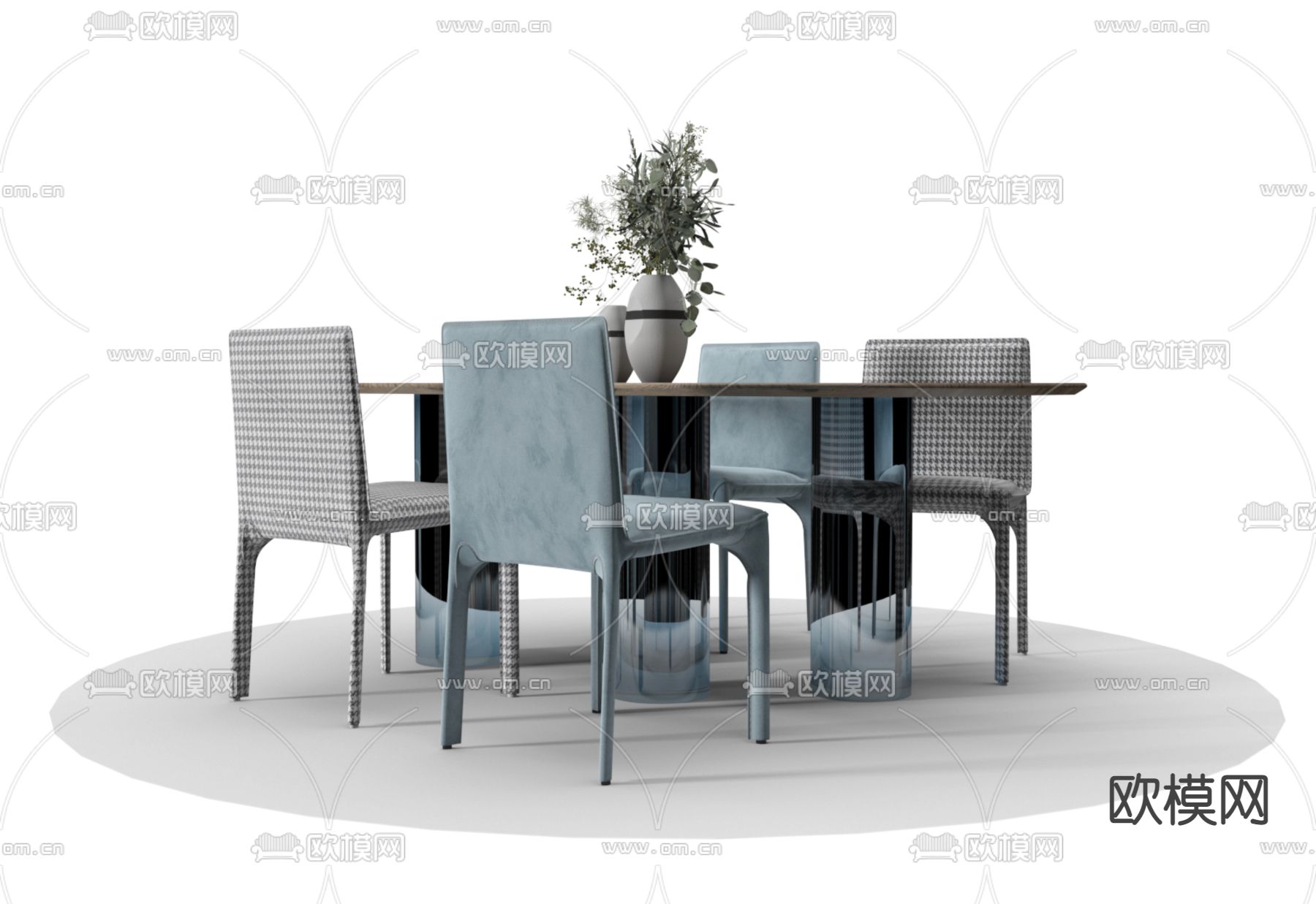 北欧餐桌椅3d模型下载（渲染图2）