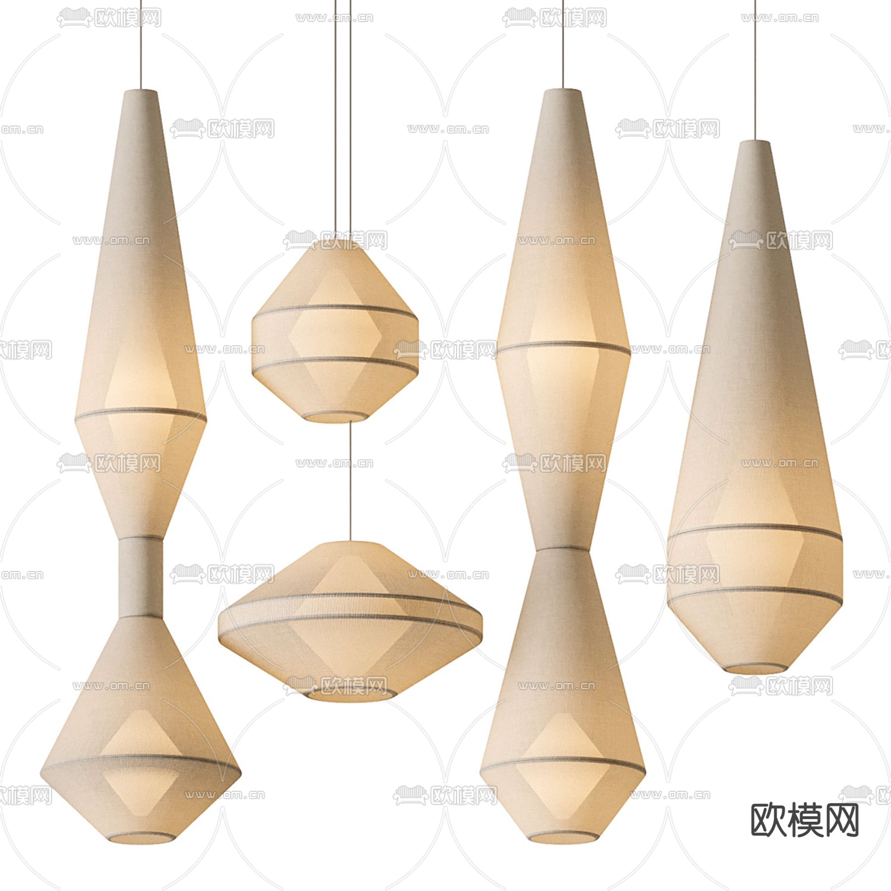 奶油风吊灯 组合吊灯3d模型下载