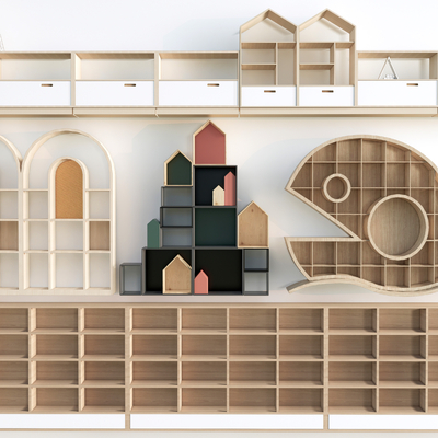  现代儿童书柜su模型 