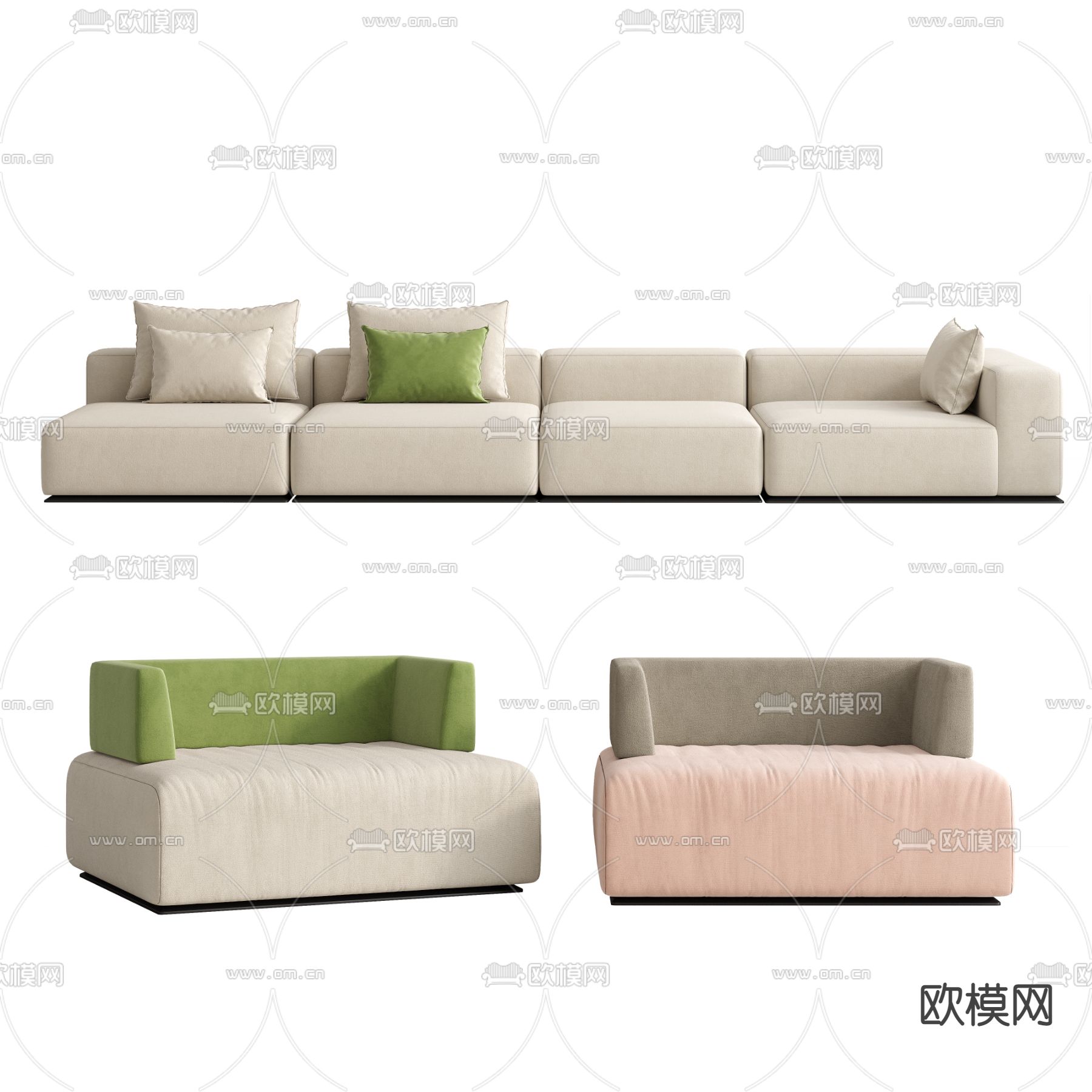 Areti 组合沙发3d模型下载_ID14056639_3dmax免费模型-欧模网