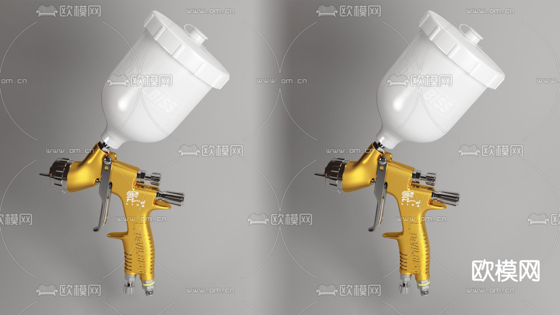 工业风乳胶漆喷枪su模型下载（渲染图1）