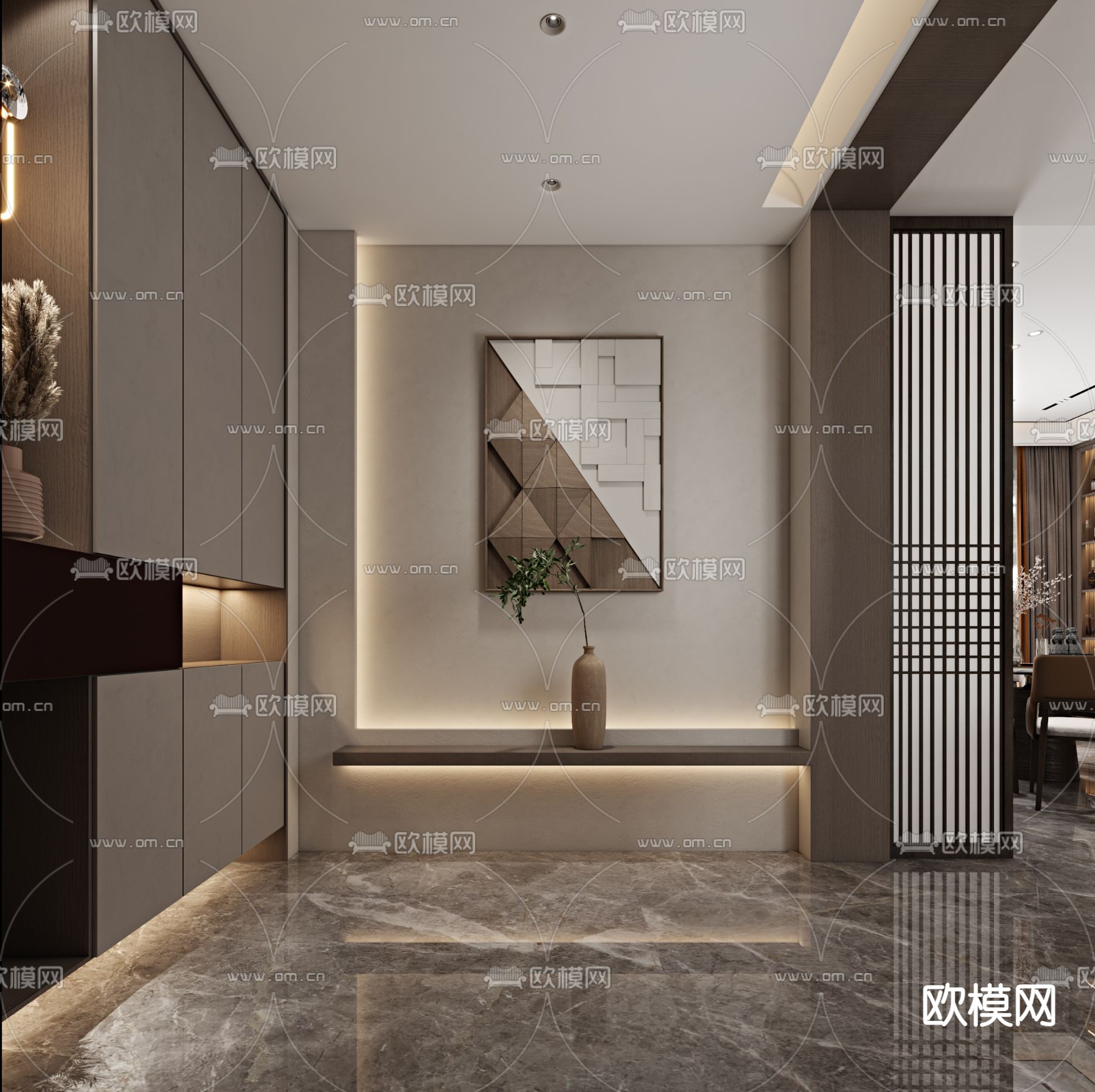 玄关过道 门厅3d模型下载_ID14056376_3dmax免费模型-欧模网