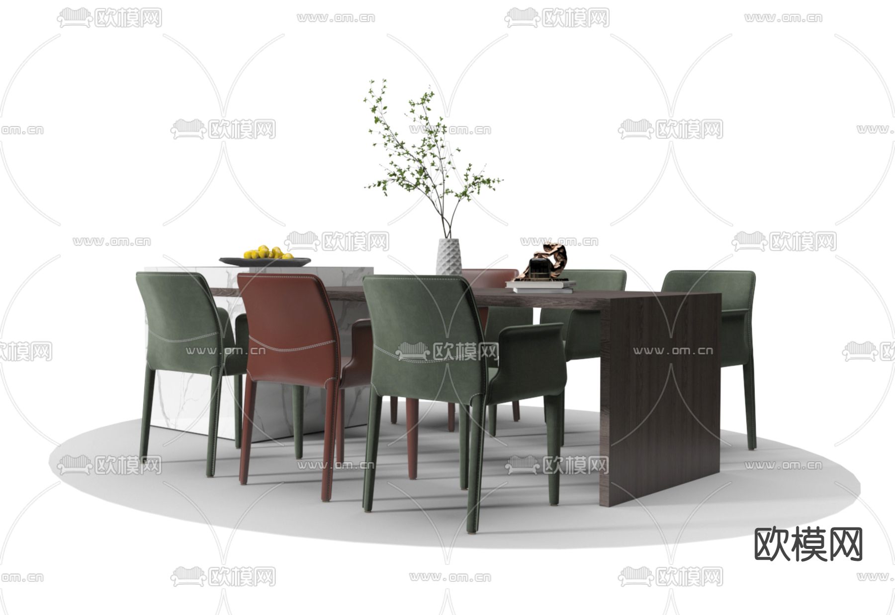 现代餐桌椅3d模型下载（渲染图2）