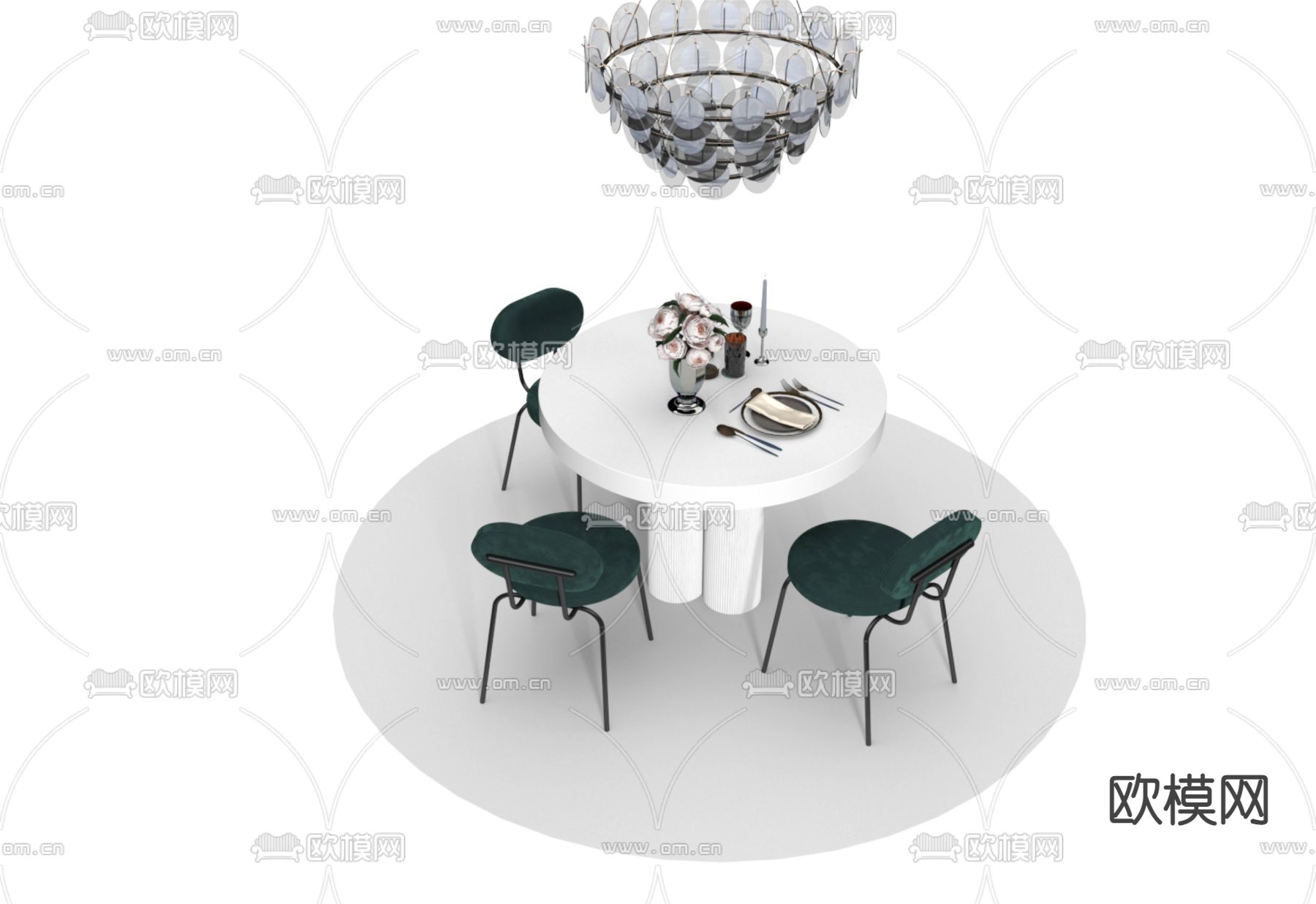餐桌椅3d模型下载（渲染图2）