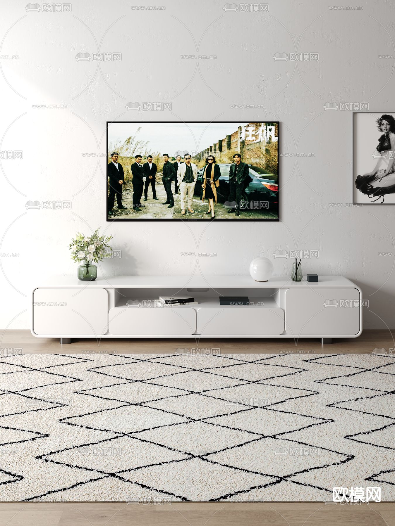 现代电视柜3d模型下载