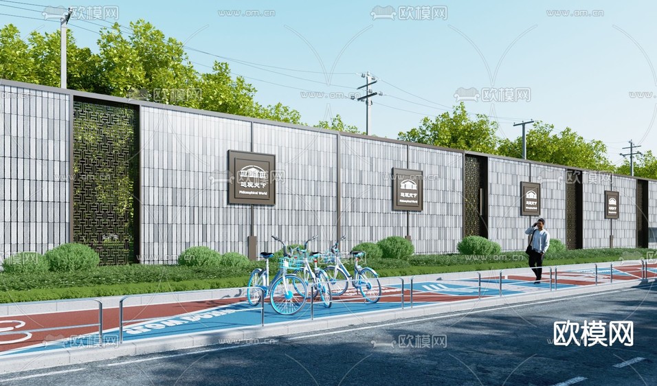 围墙 护栏 围栏3d模型下载