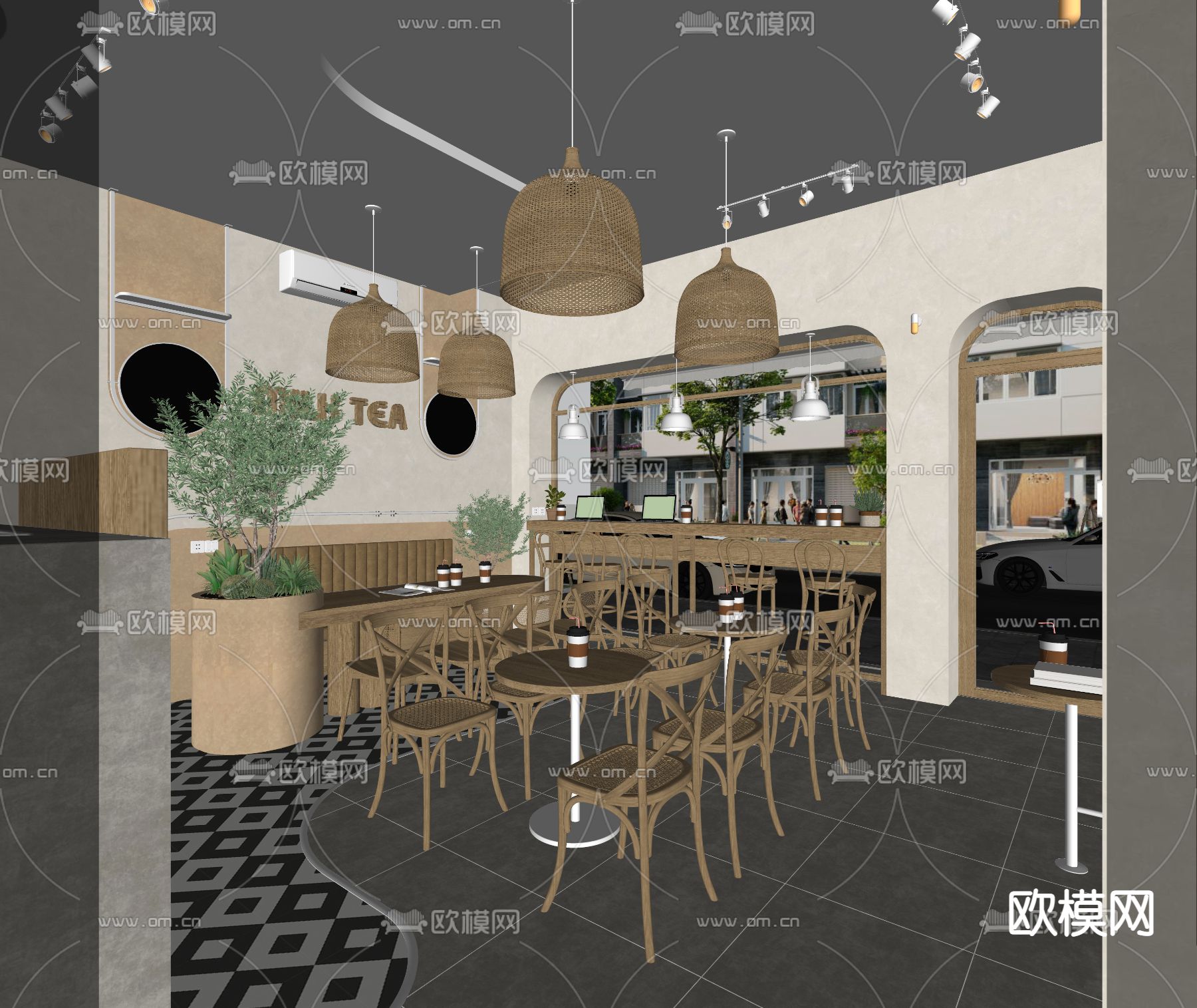 简美咖啡店su模型下载（渲染图5）