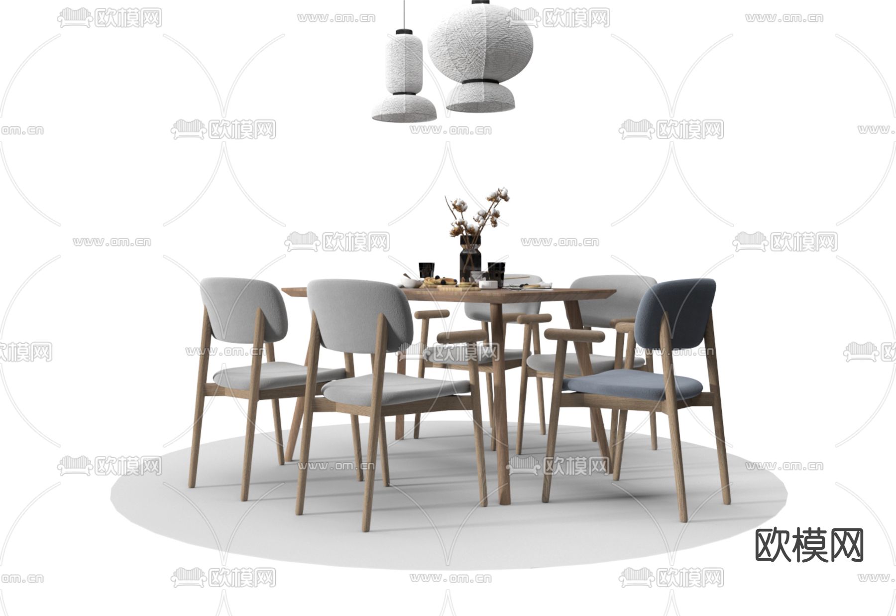 北欧餐桌椅3d模型下载（渲染图2）