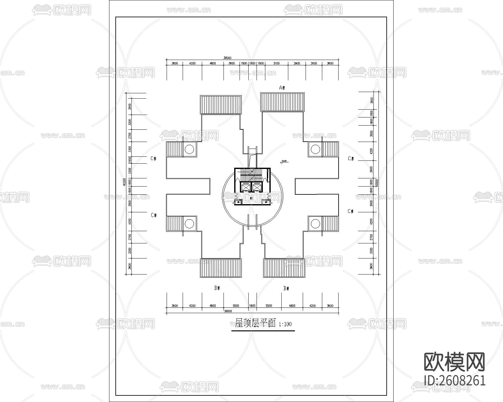 高层住宅建筑CAD施工图下载（渲染图6）