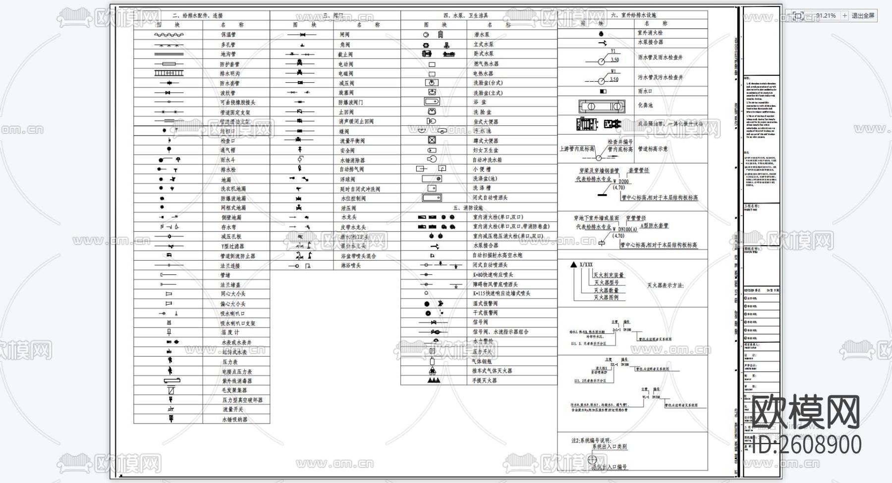 各类详细机电图块CAD施工图下载（渲染图2）