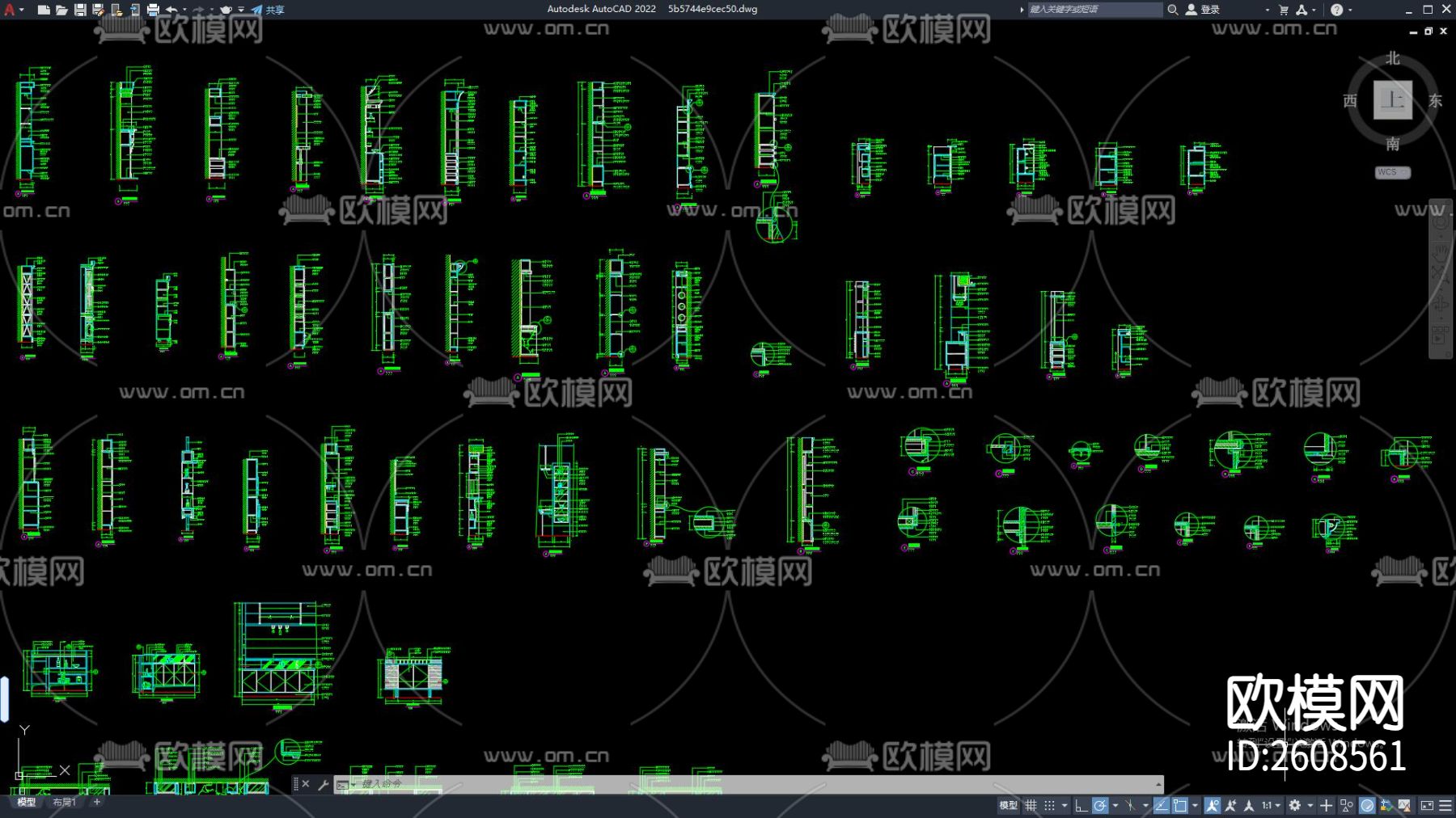 装饰柜CAD施工图下载（渲染图1）