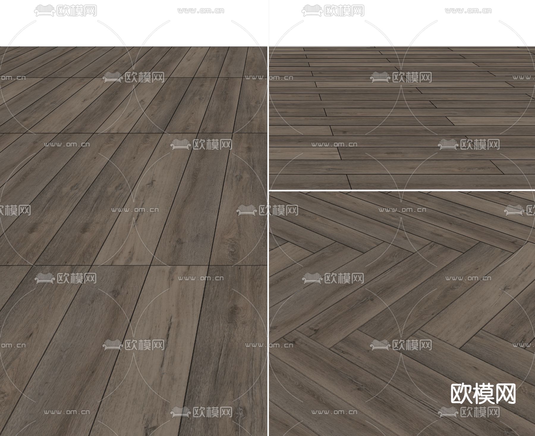 现代木地板su模型