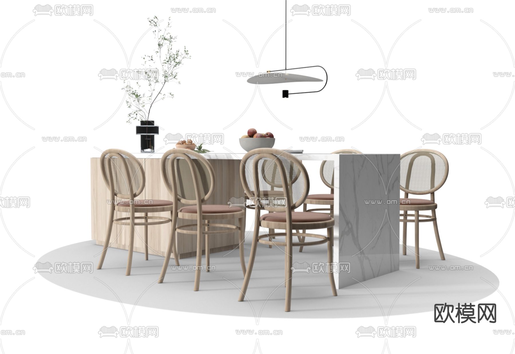 岛台餐桌椅3d模型下载（渲染图1）