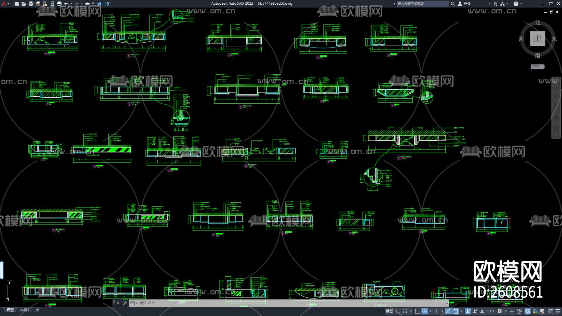 装饰柜CAD施工图下载（渲染图2）