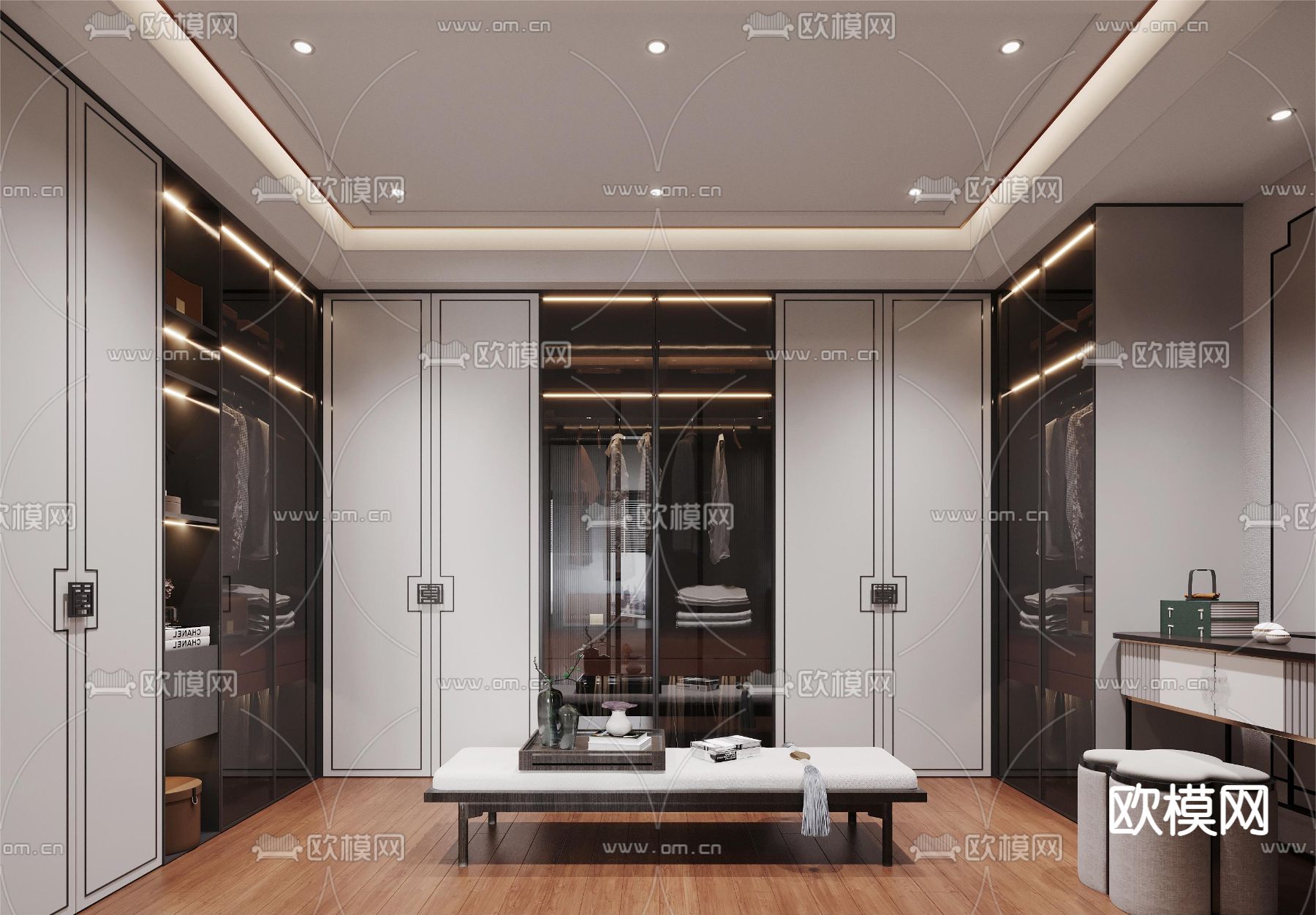 新中式衣帽间3d模型下载