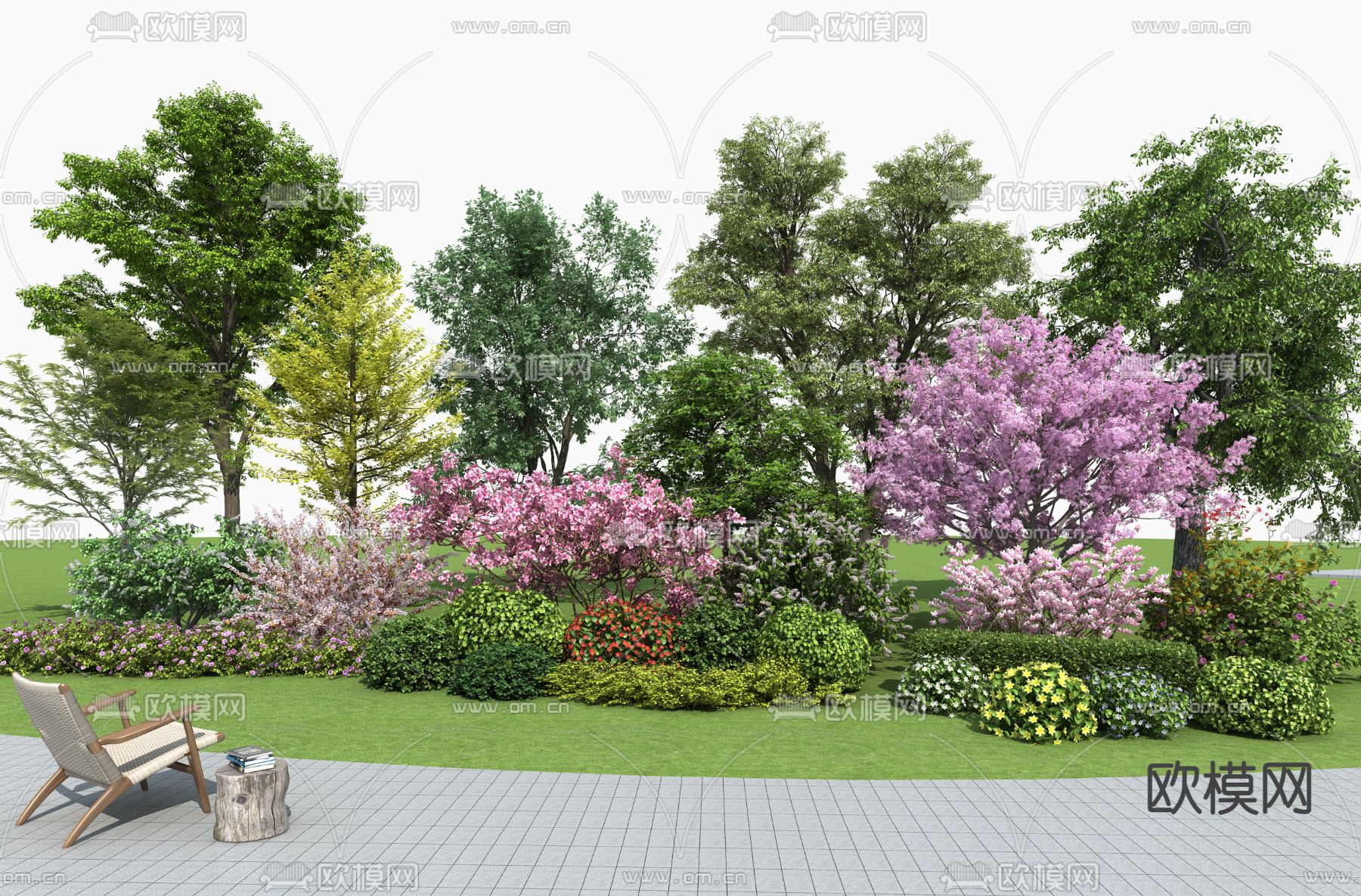 景观植物 植物堆 绿化带3d模型下载_ID14060167_3dmax免费模型-欧模网