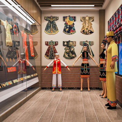  民族风展厅su模型 