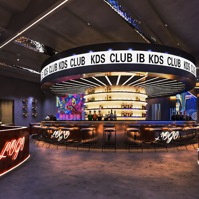  现代清吧 酒吧su模型 