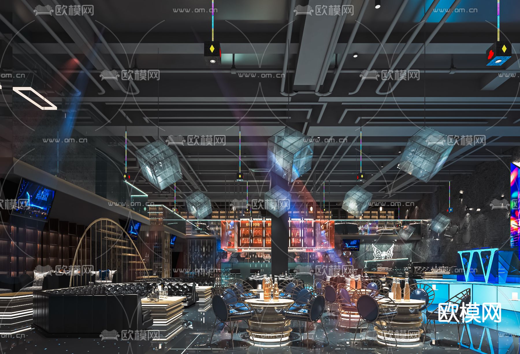 现代酒吧su模型下载
