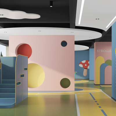  现代幼儿园 儿童娱乐区su模型 