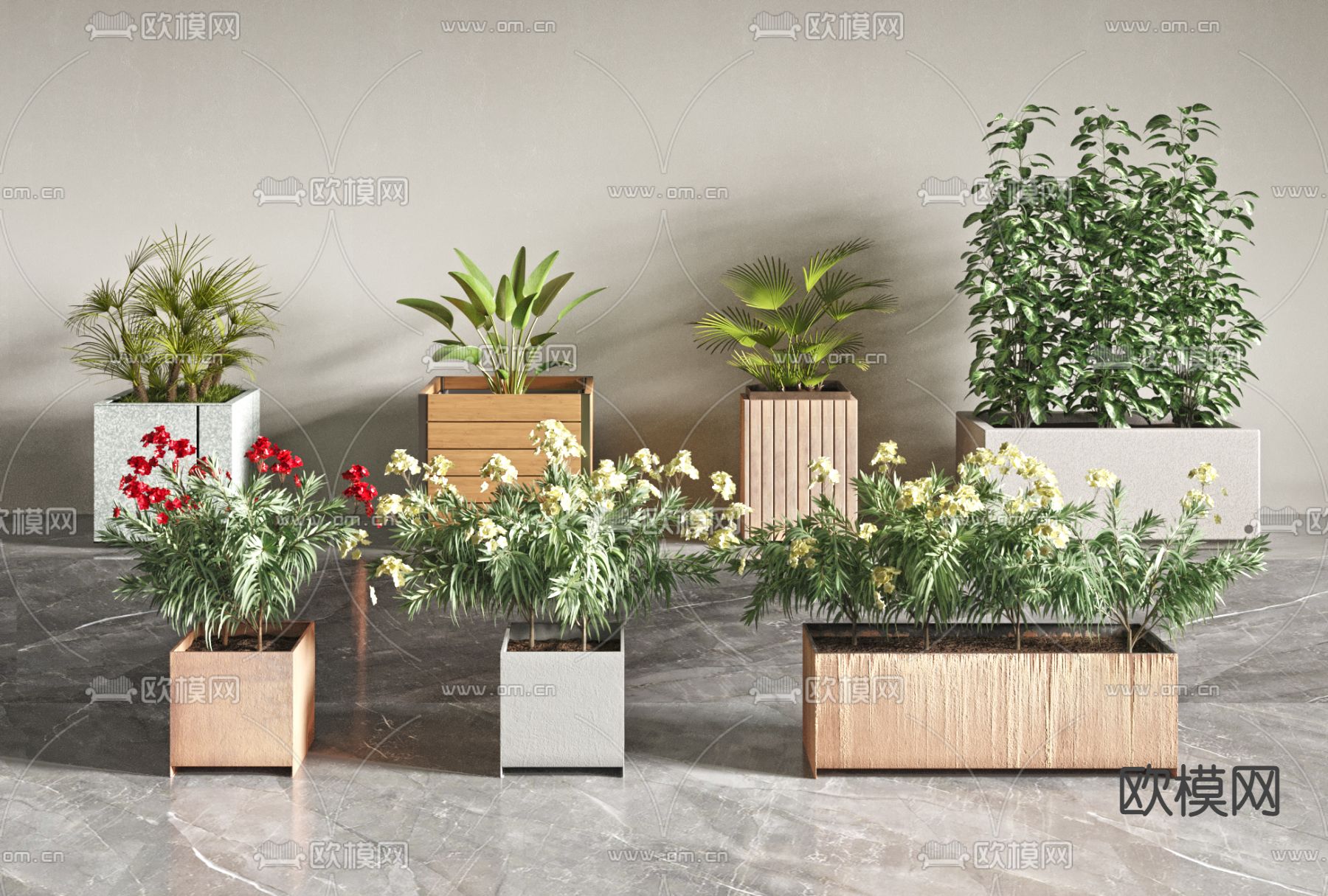 盆栽 盆景 花箱3d模型下载