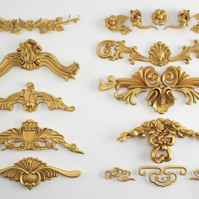  简欧雕花 角花 贴花su模型 