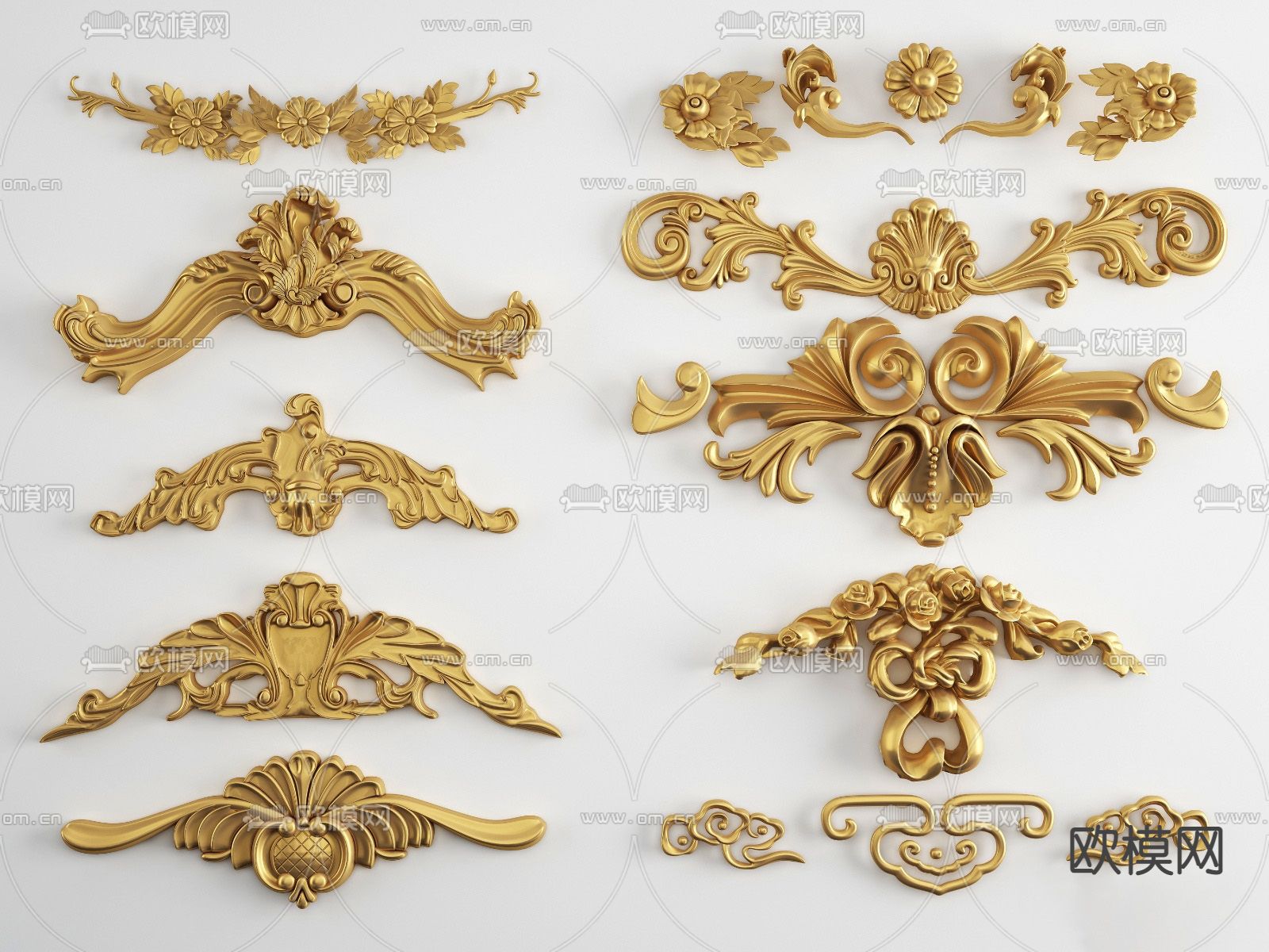 简欧雕花 角花 贴花su模型下载（渲染图1）