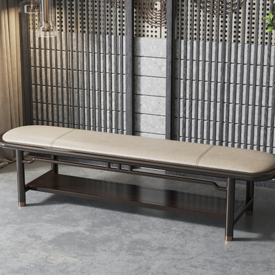  新中式床尾凳su模型 