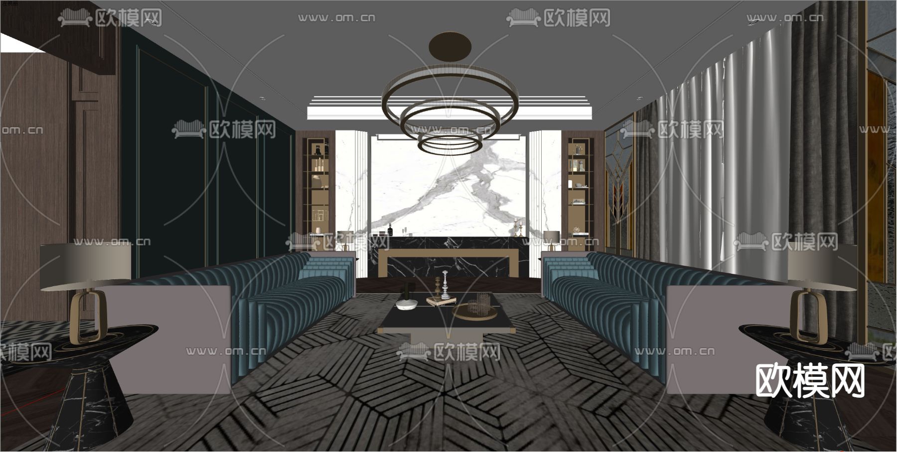欧式酒店会客室su模型下载（渲染图2）