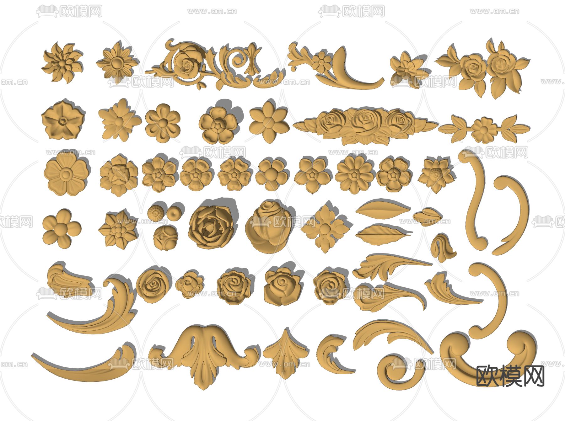 欧式雕花 浮雕角花su模型下载（渲染图2）