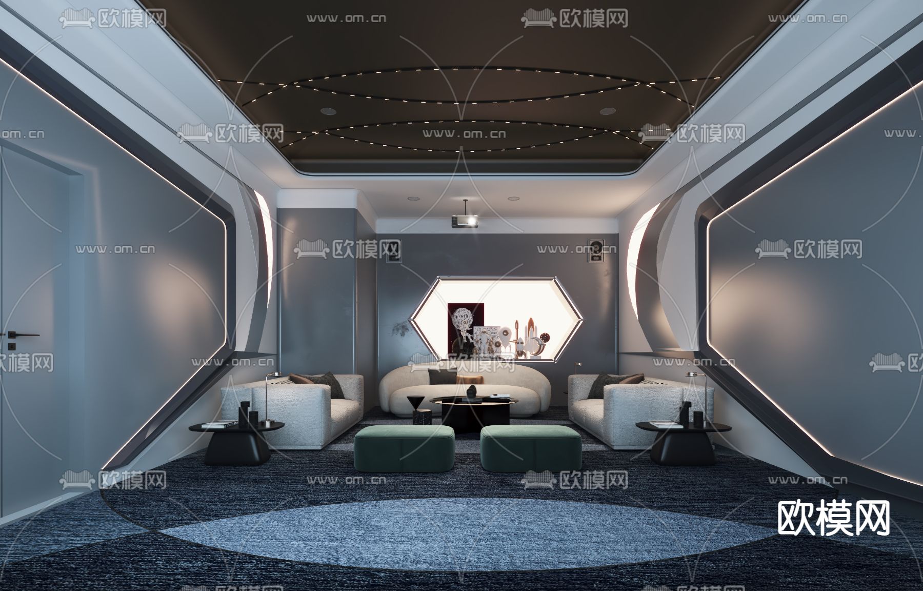 家庭影院 影音室3d模型下载（渲染图1）