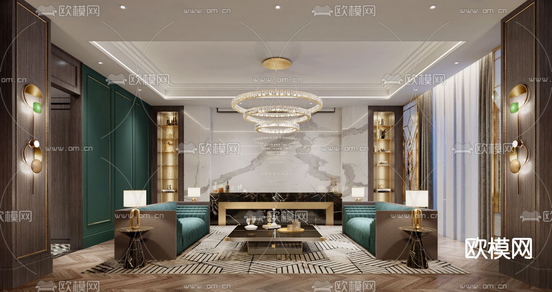 欧式酒店会客室su模型下载（渲染图3）