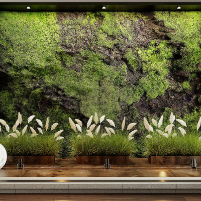  现代苔藓植物墙su模型 