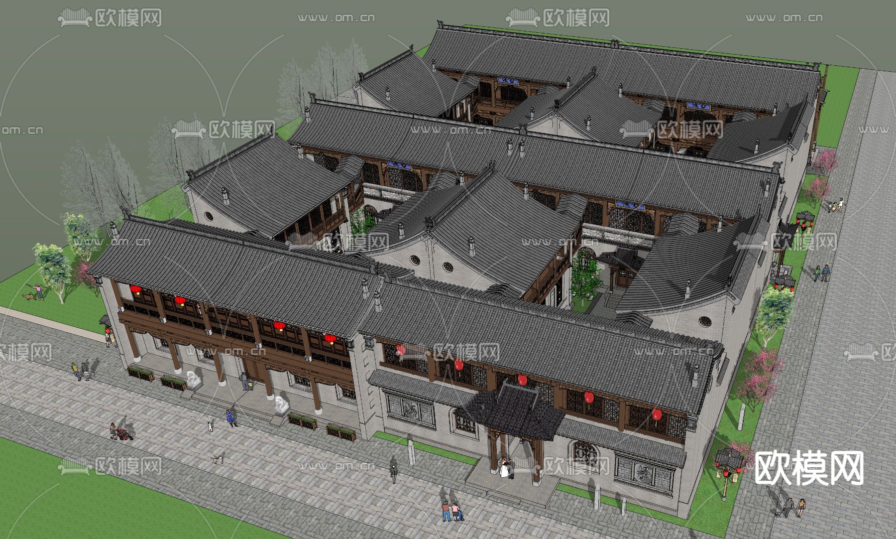 山西书院 古建su模型下载（渲染图3）