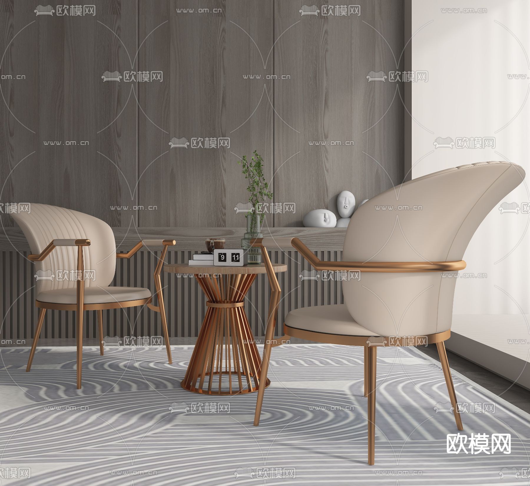 轻奢休闲桌椅3d模型下载