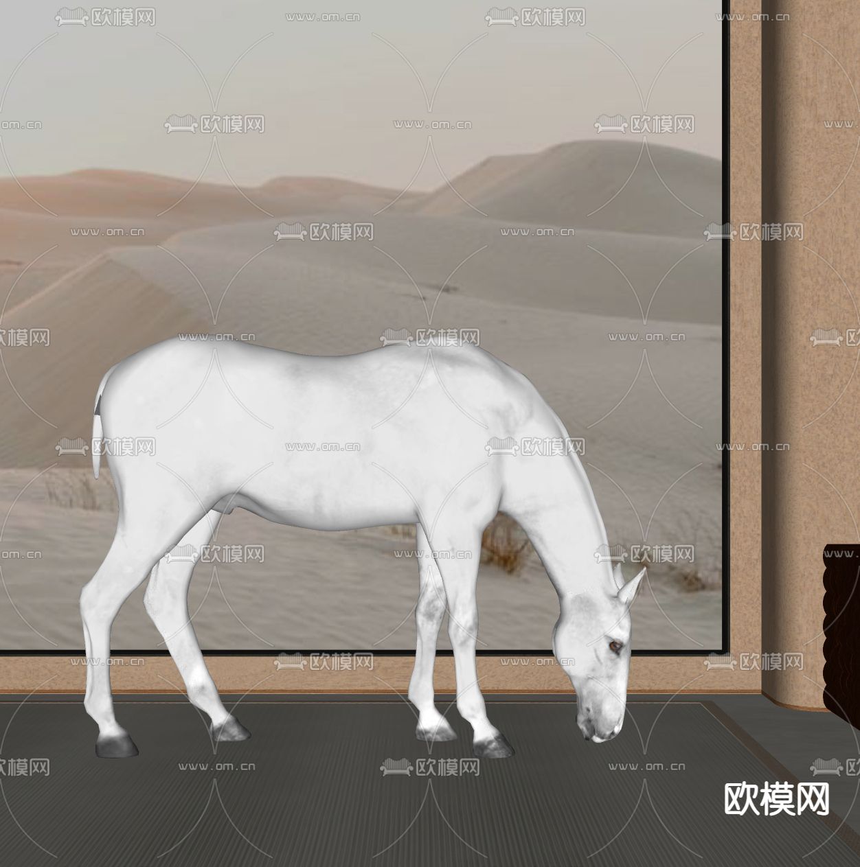 白马 马 动物su模型