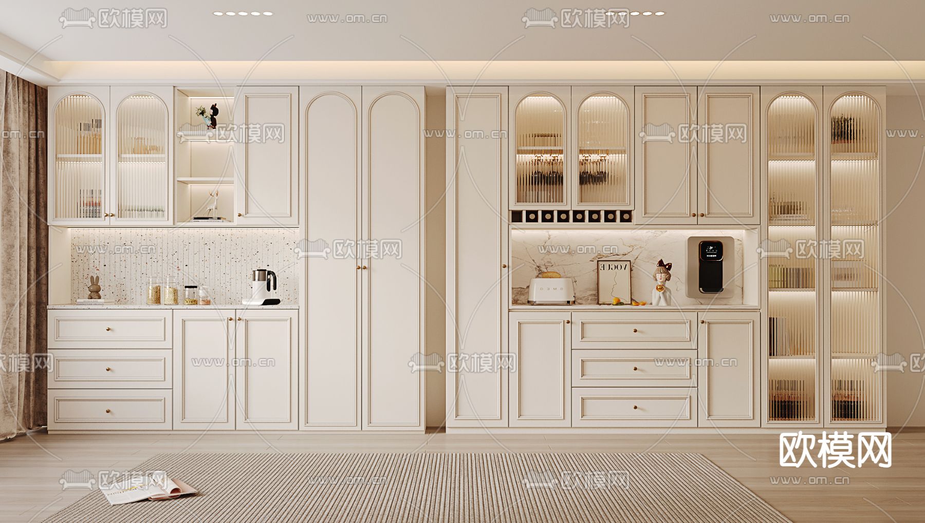 法式酒柜 餐边柜3d模型下载