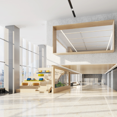  现代商务大堂su模型 