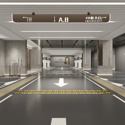  地下停车场su模型 