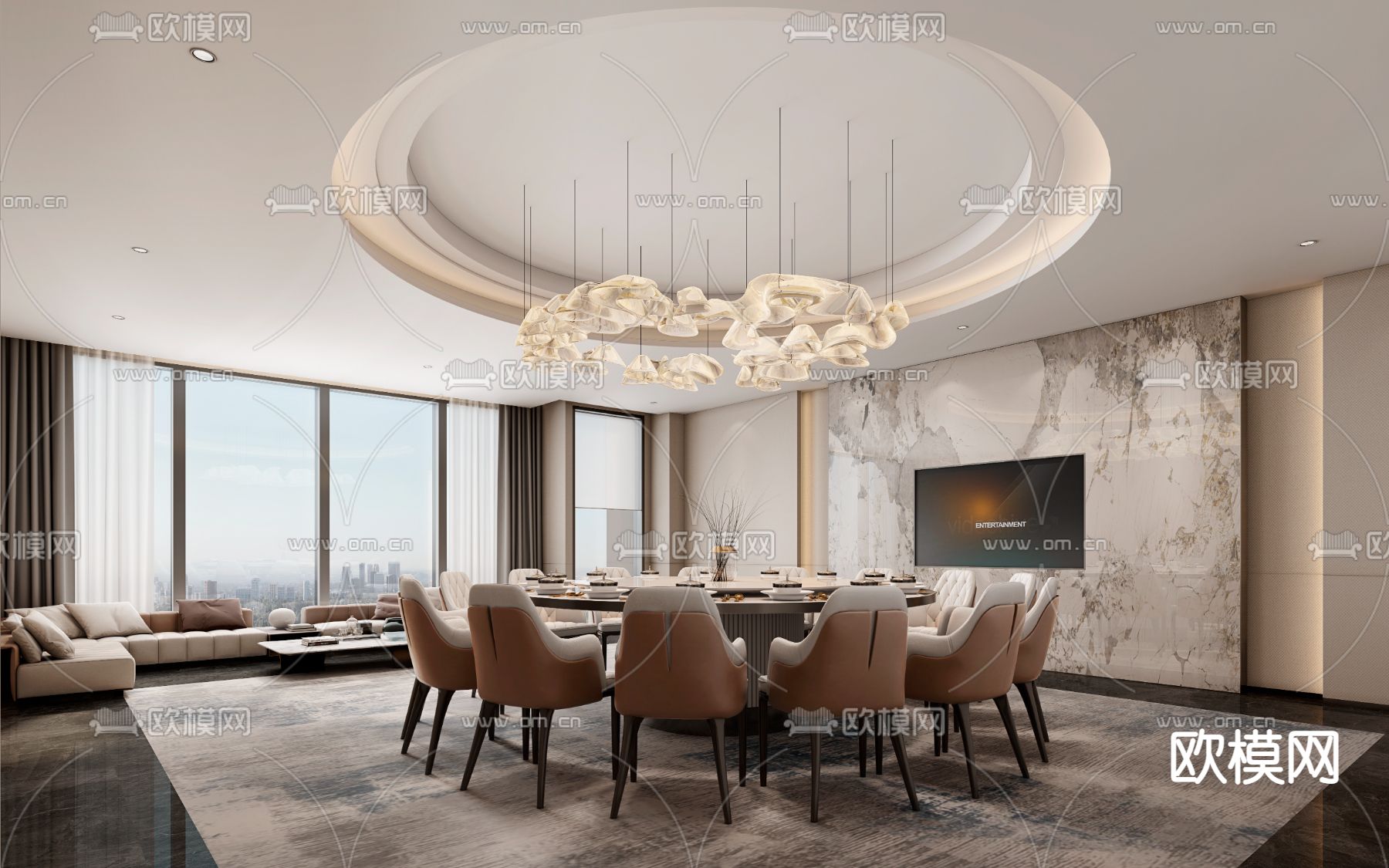 现代餐厅包厢 包房su模型下载