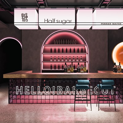  现代清吧 酒吧su模型 