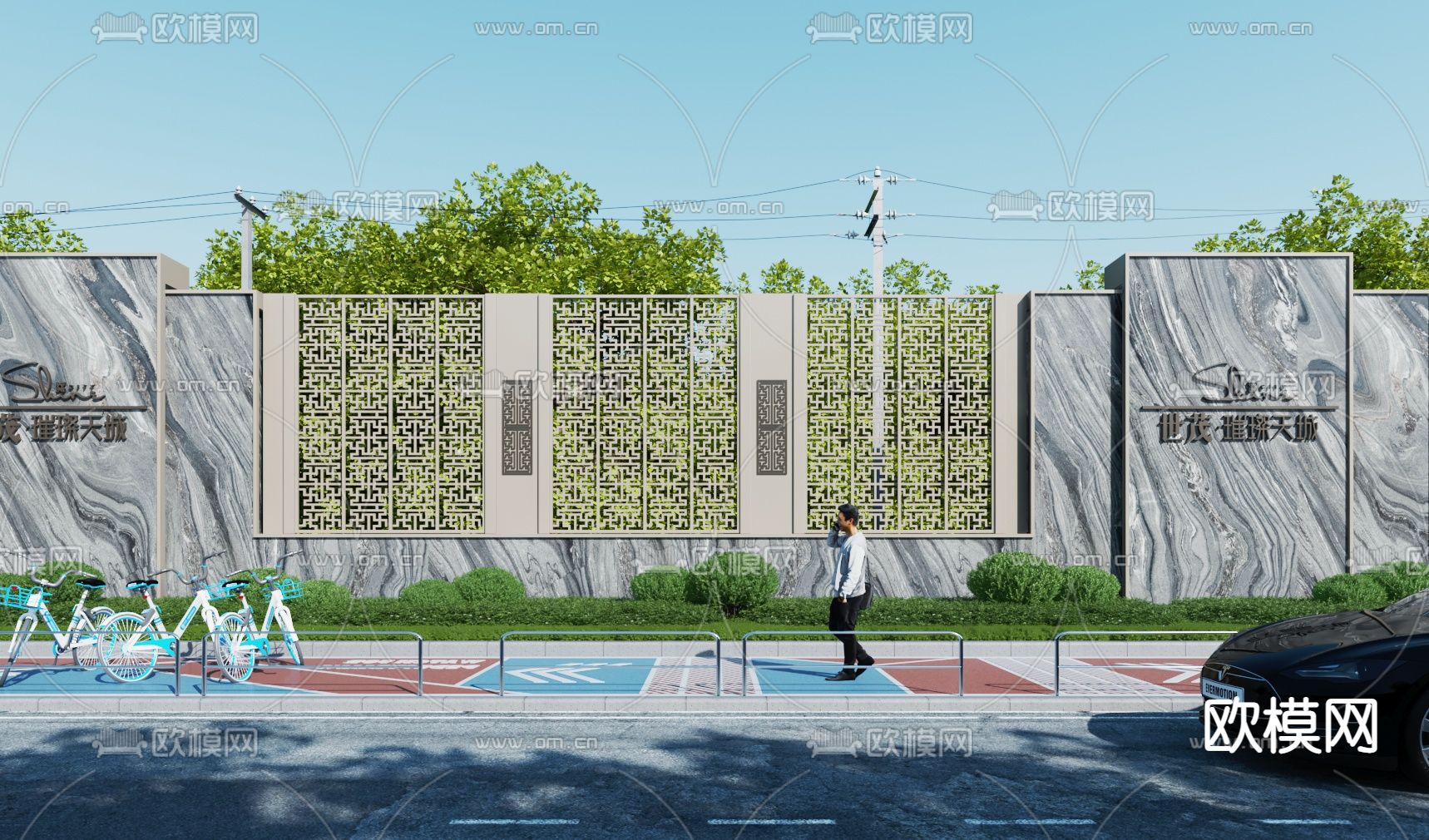 围墙 护栏 围栏3d模型下载